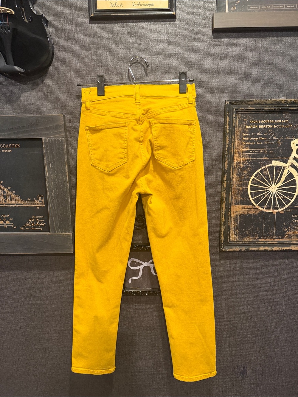 Tory Burch High-Rise Yellow Straight-Leg Jeans - Picture 6 of 10